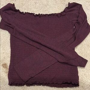 Hollister Purple Off-the-Shoulder Sweater with Distressed Neckline